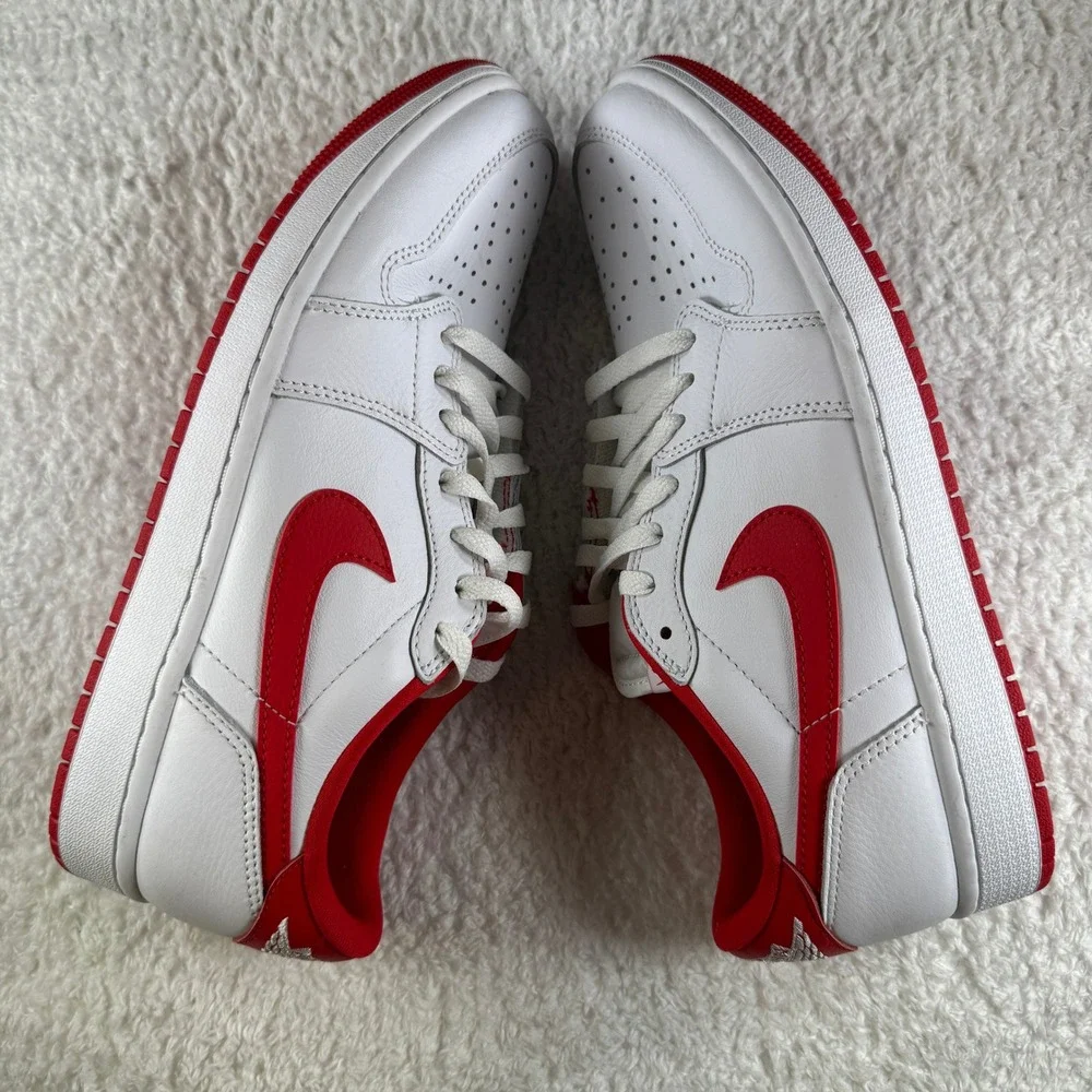 Nike Air Jordan 1 Retro OG Low University Red Size 10.5 White/Red VERY CLEAN
